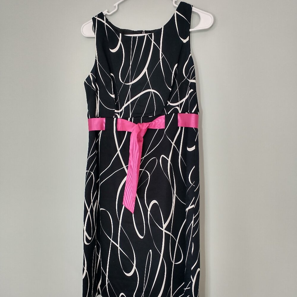 Jessica Howard Black & White Geometric Print Cotton Sleeveless Dress Size 10P